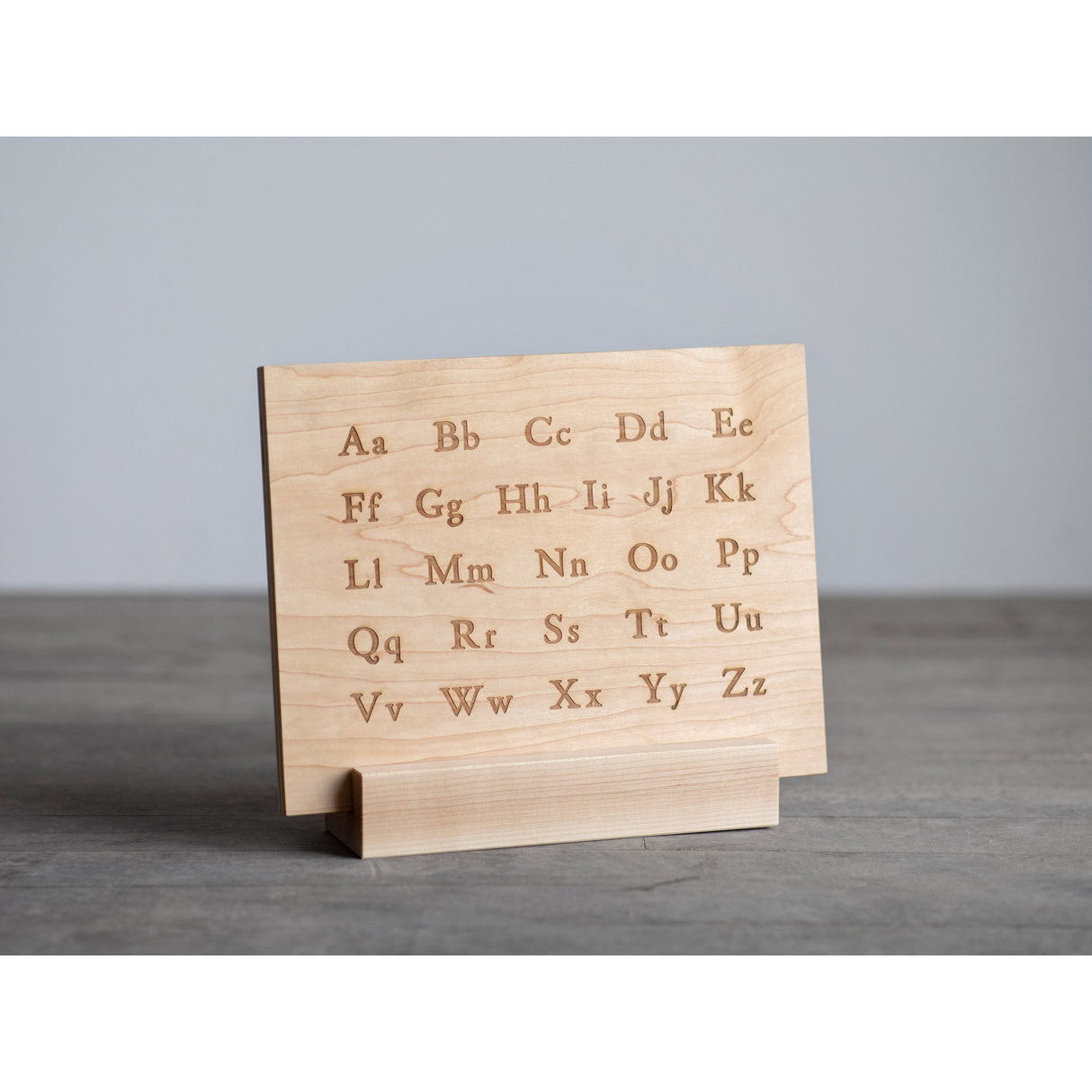 Wooden Alphabet Montessori Board and Tabletop Reference Chart โขย Classic Serif - HoneyBug
