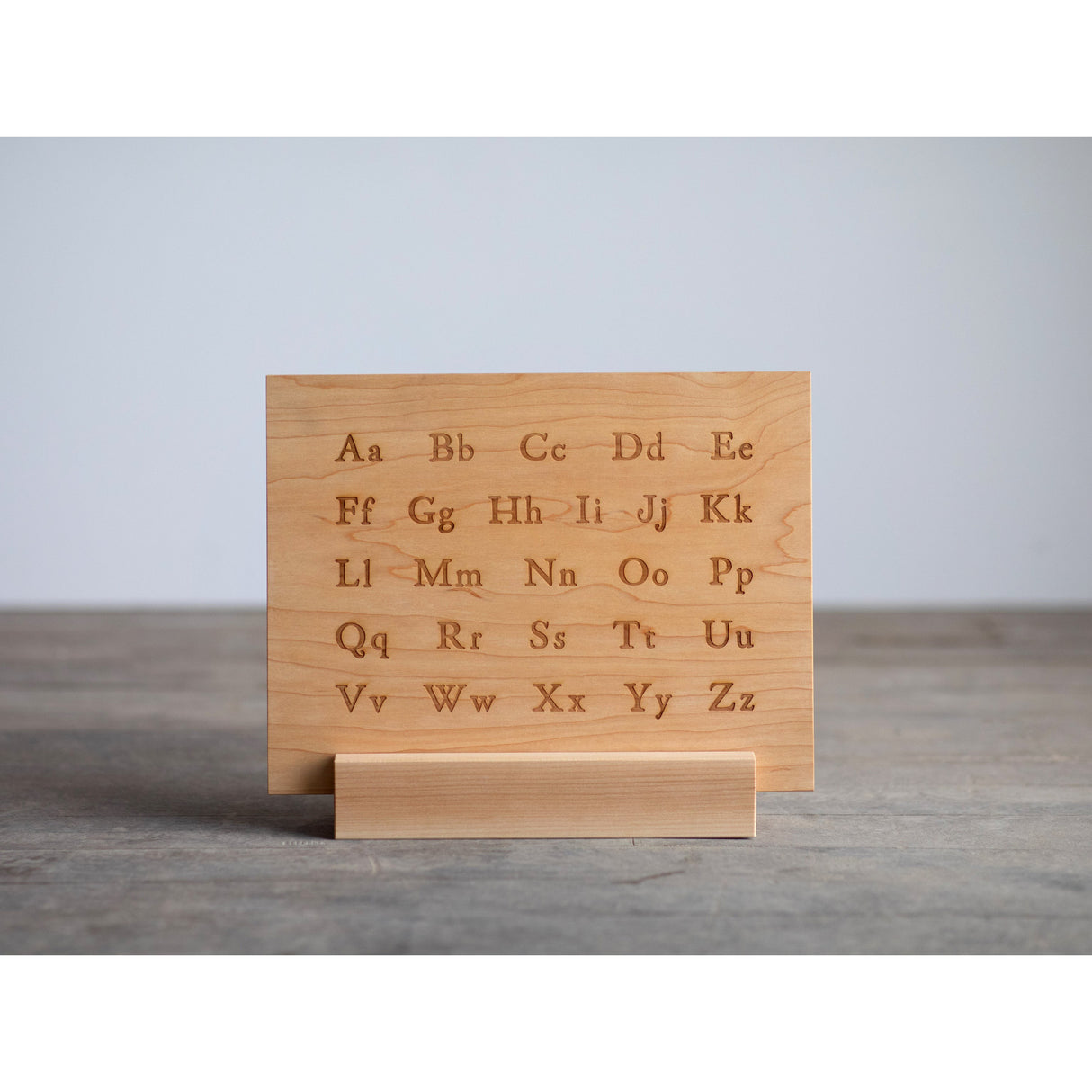 Wooden Alphabet Montessori Board and Tabletop Reference Chart โขย Classic Serif - HoneyBug