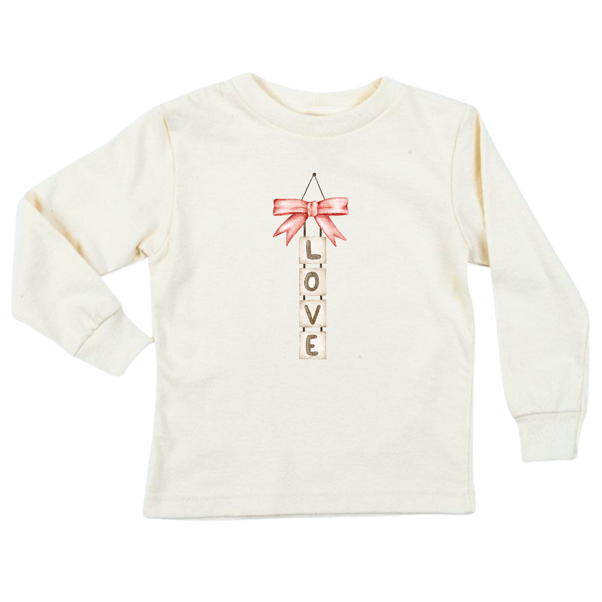 Loved Blocks Bow Organic Kids T-Shirt Long Sleeve
