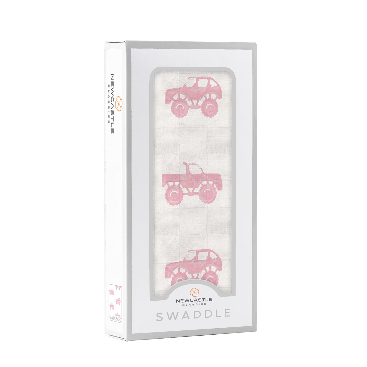 Pink Monster Trucks Bamboo Muslin Swaddle - HoneyBug