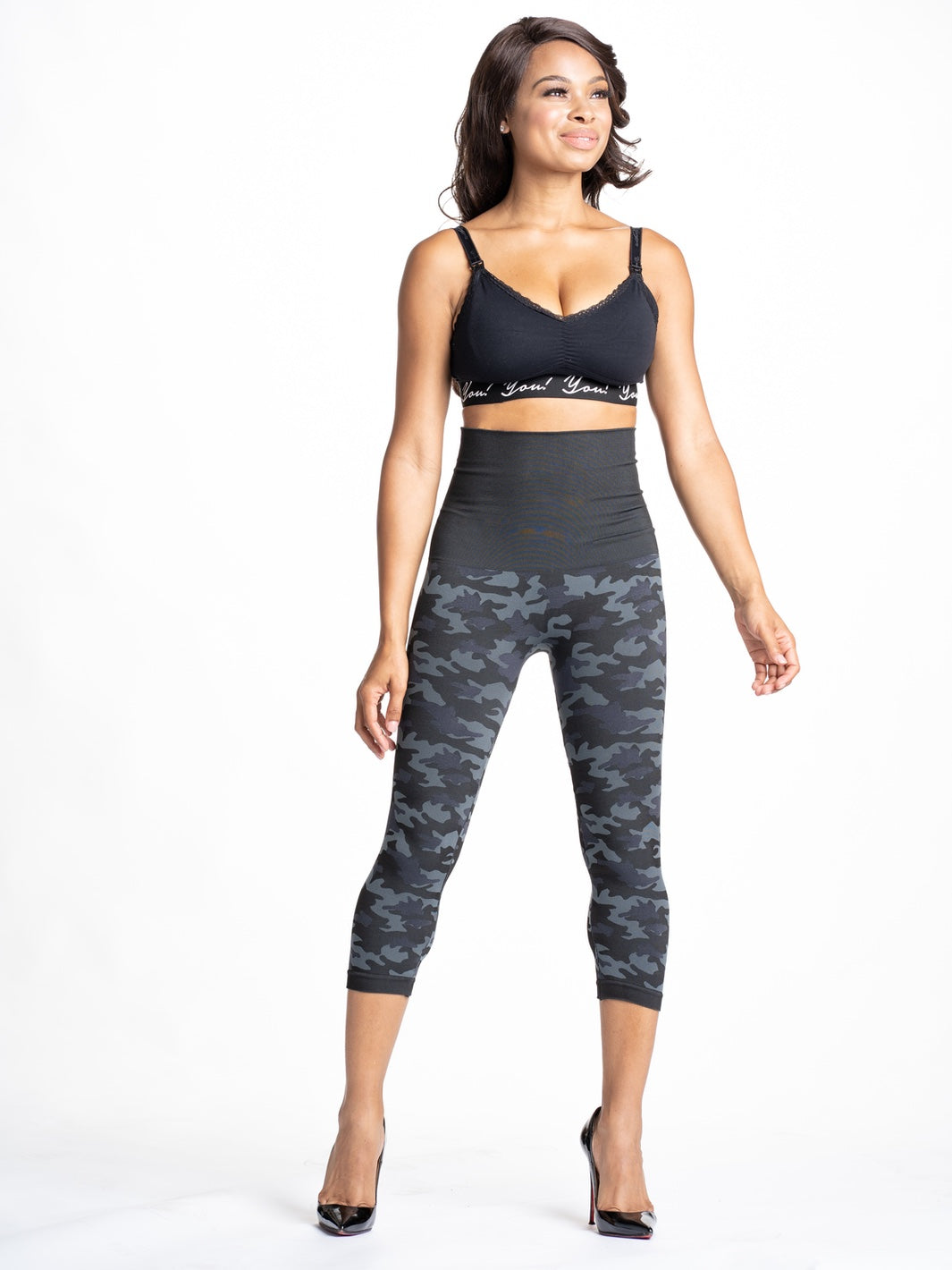 Snapback™ Postpartum Crop Leggings - Black Camo - FINAL SALE - HoneyBug