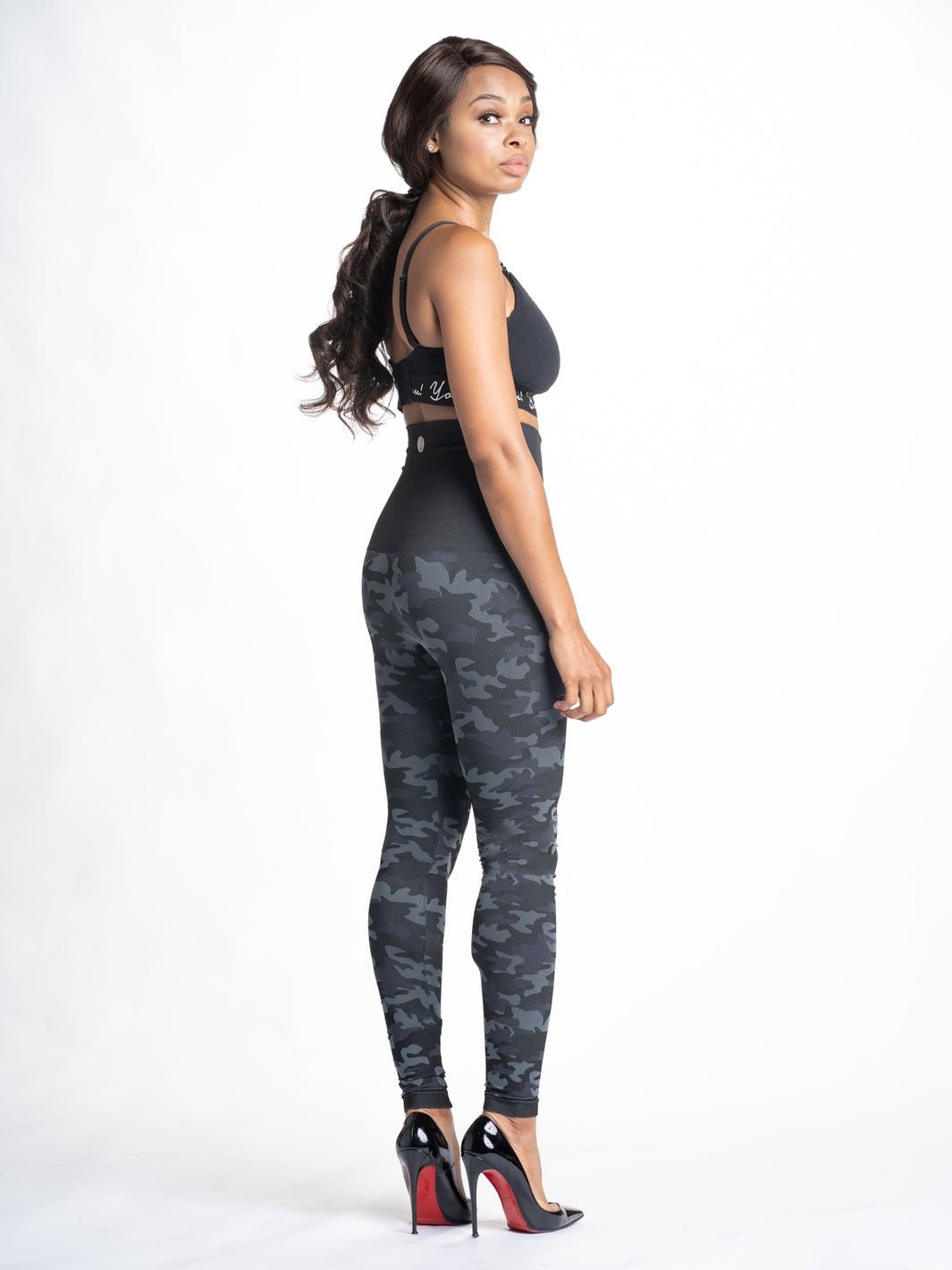 Snapback™ Postpartum Leggings - Black Camo - HoneyBug