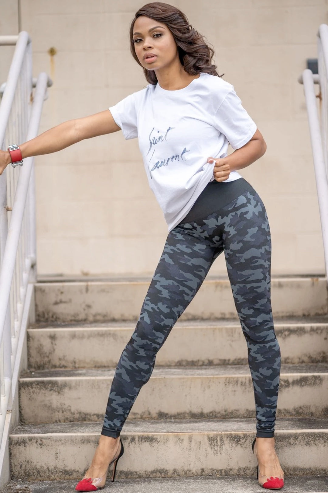 Snapback™ Postpartum Leggings - Black Camo - HoneyBug