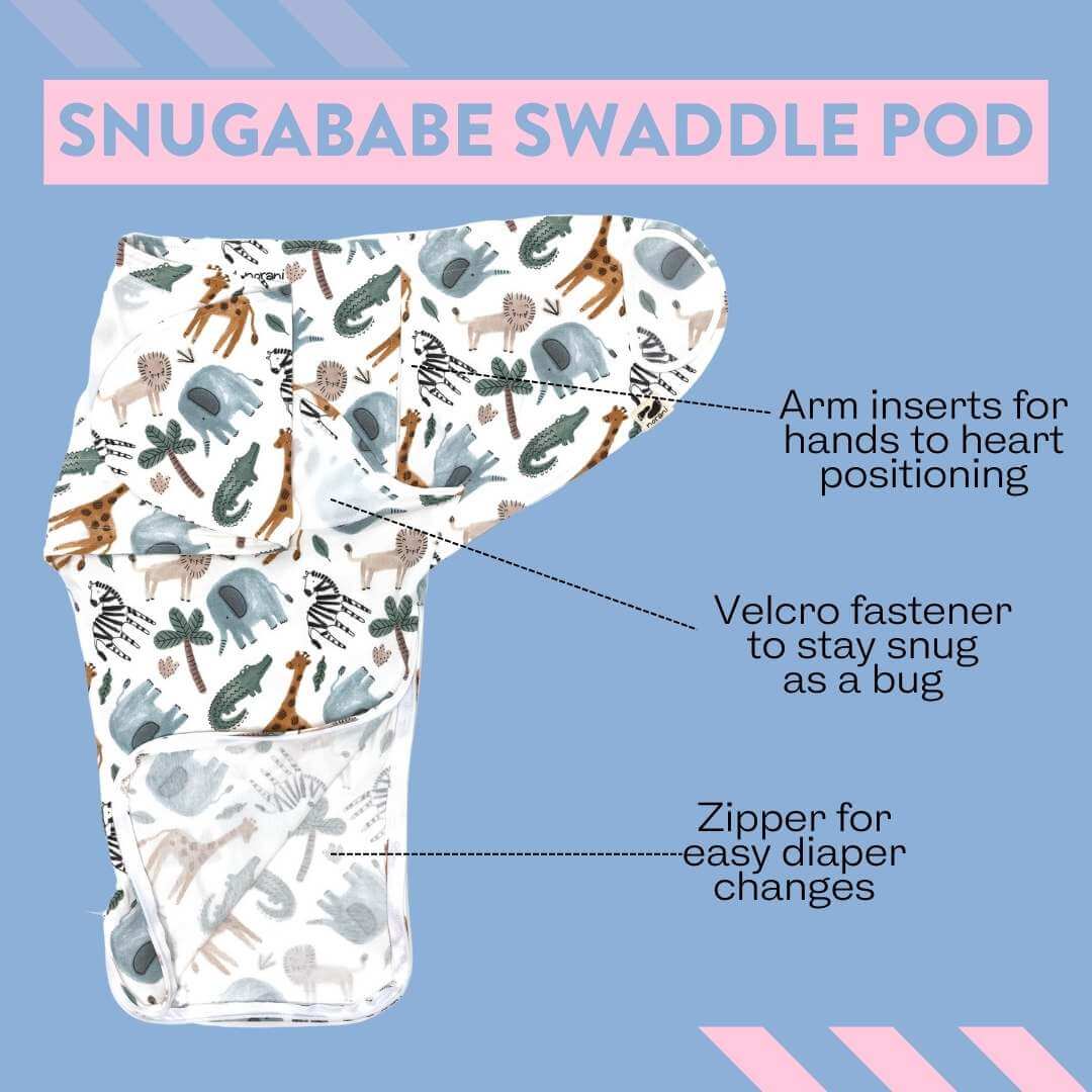 Snugababe Swaddle™ Sleep Pod - Safari Animals