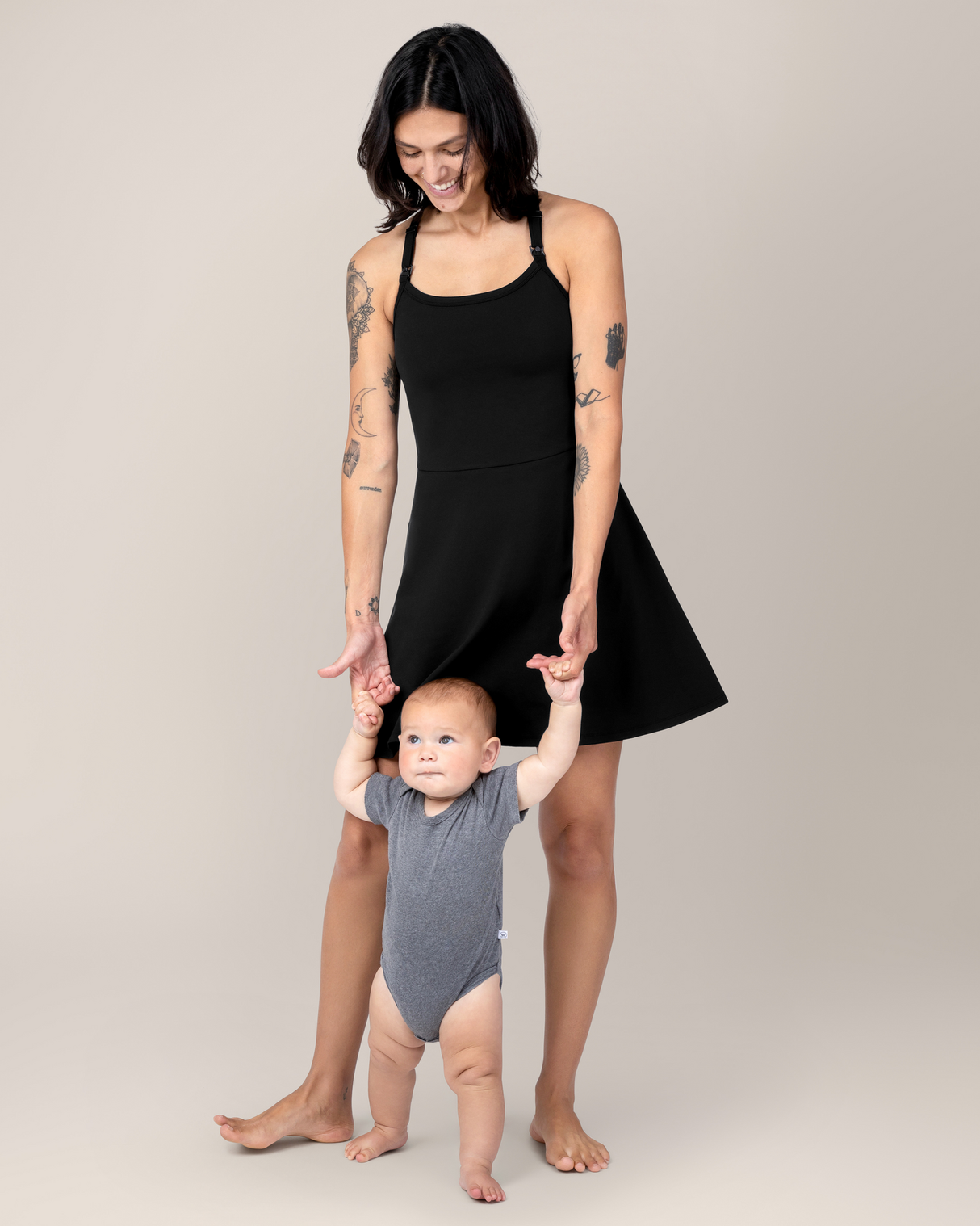 Stevie Active Racerback Nursing Dress | Black - HoneyBug