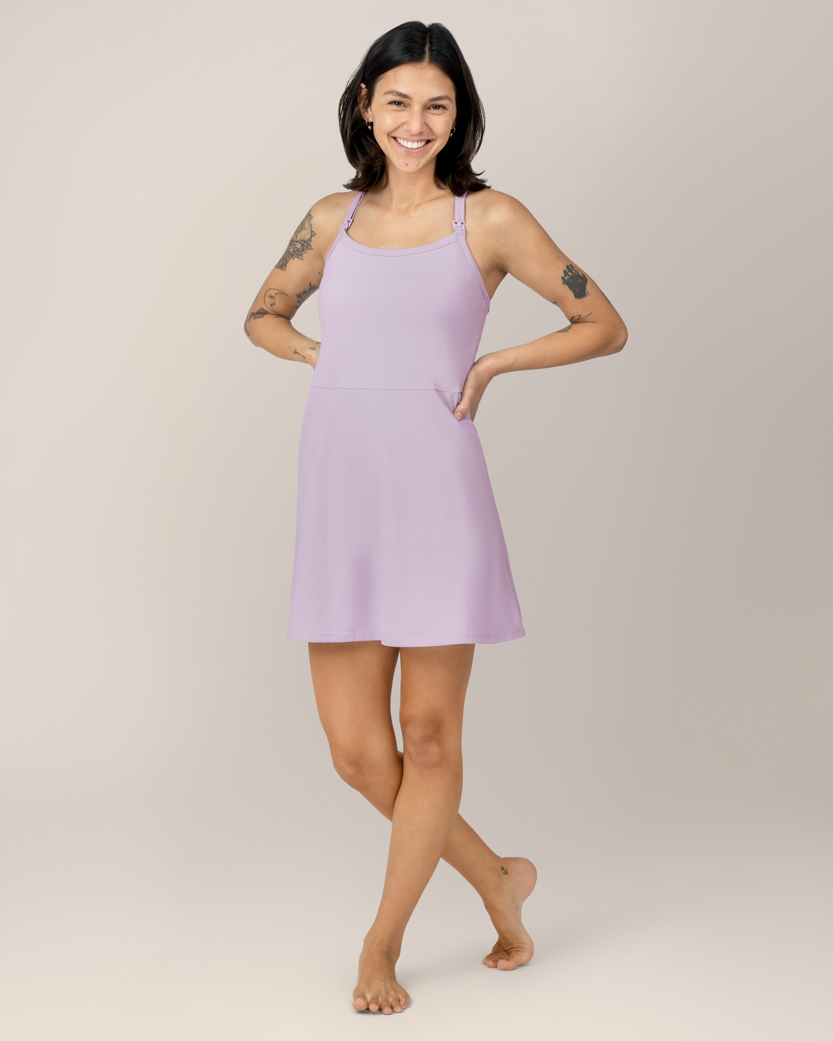 Stevie Active Racerback Nursing Dress | Lavender Mist - HoneyBug