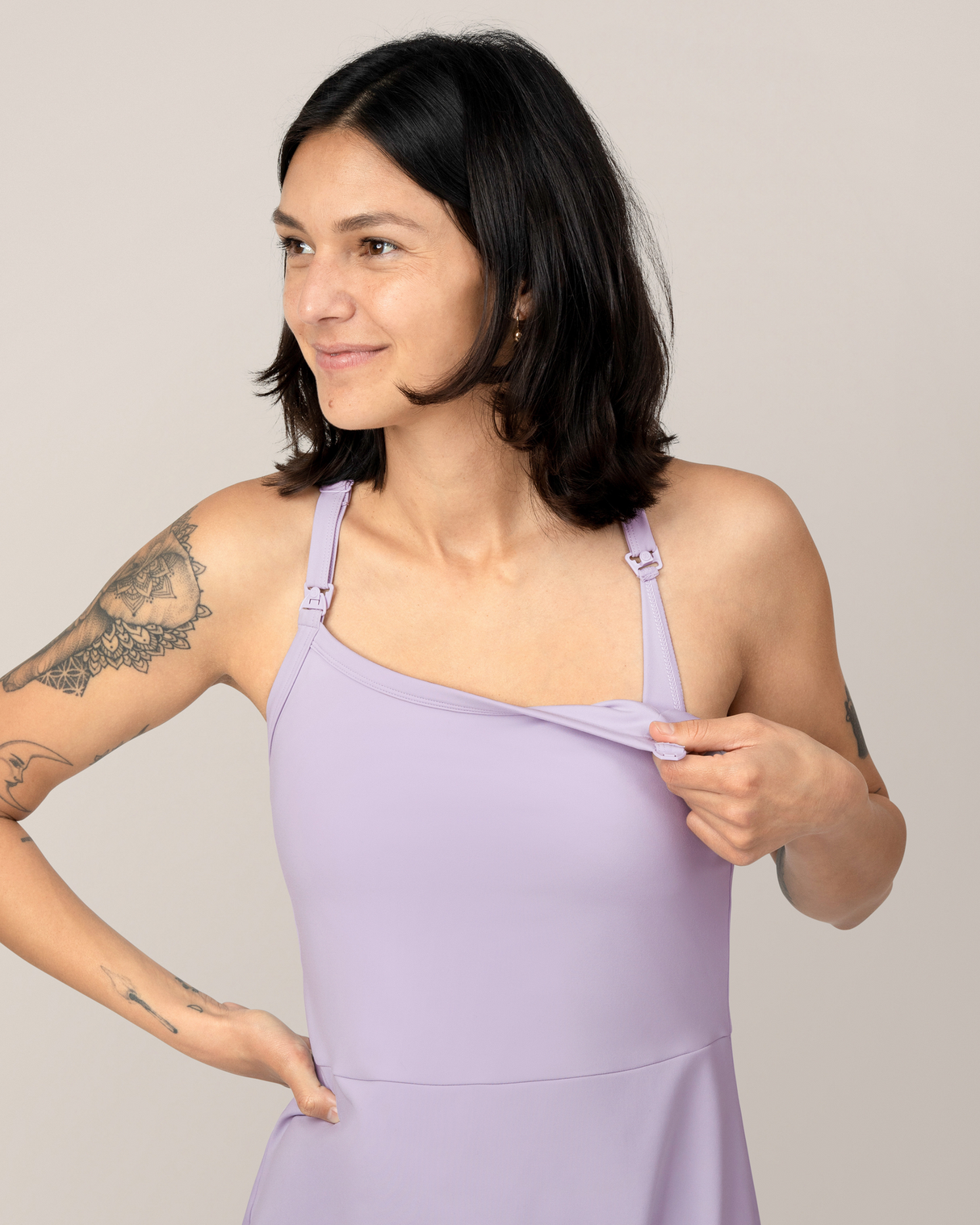 Stevie Active Racerback Nursing Dress | Lavender Mist - HoneyBug