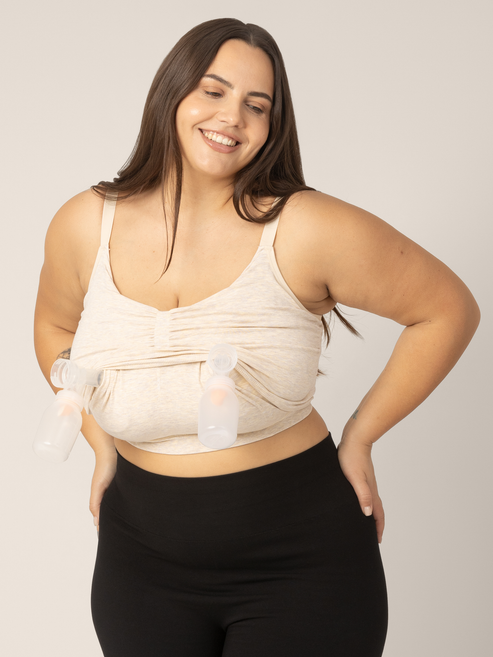 Sublime® Bamboo Hands-Free Pumping Lounge & Sleep Bra | Oatmeal Heather - HoneyBug