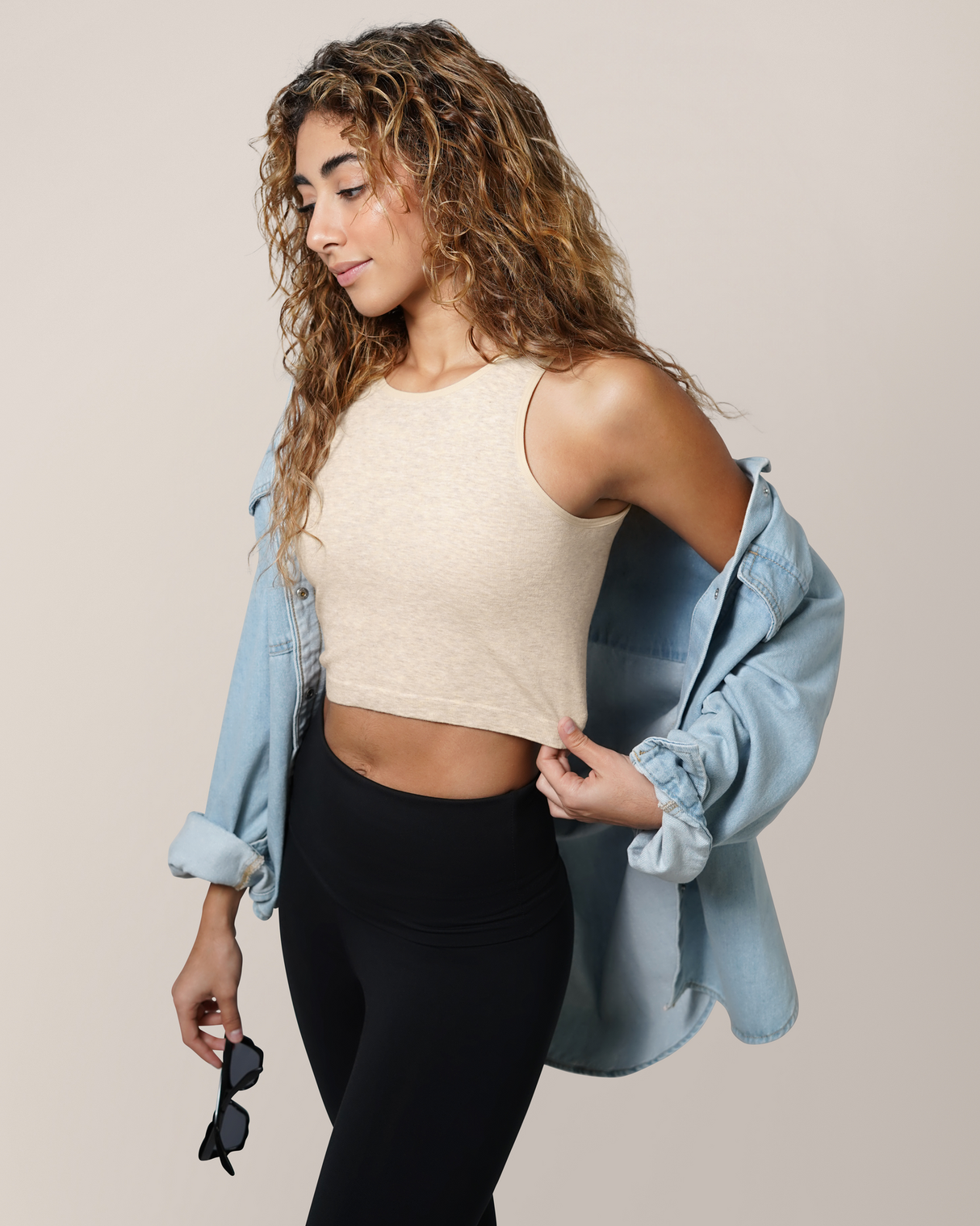 Sublime® Bamboo Hands-Free Pumping Longline Bra Top | Oatmeal Heather - HoneyBug