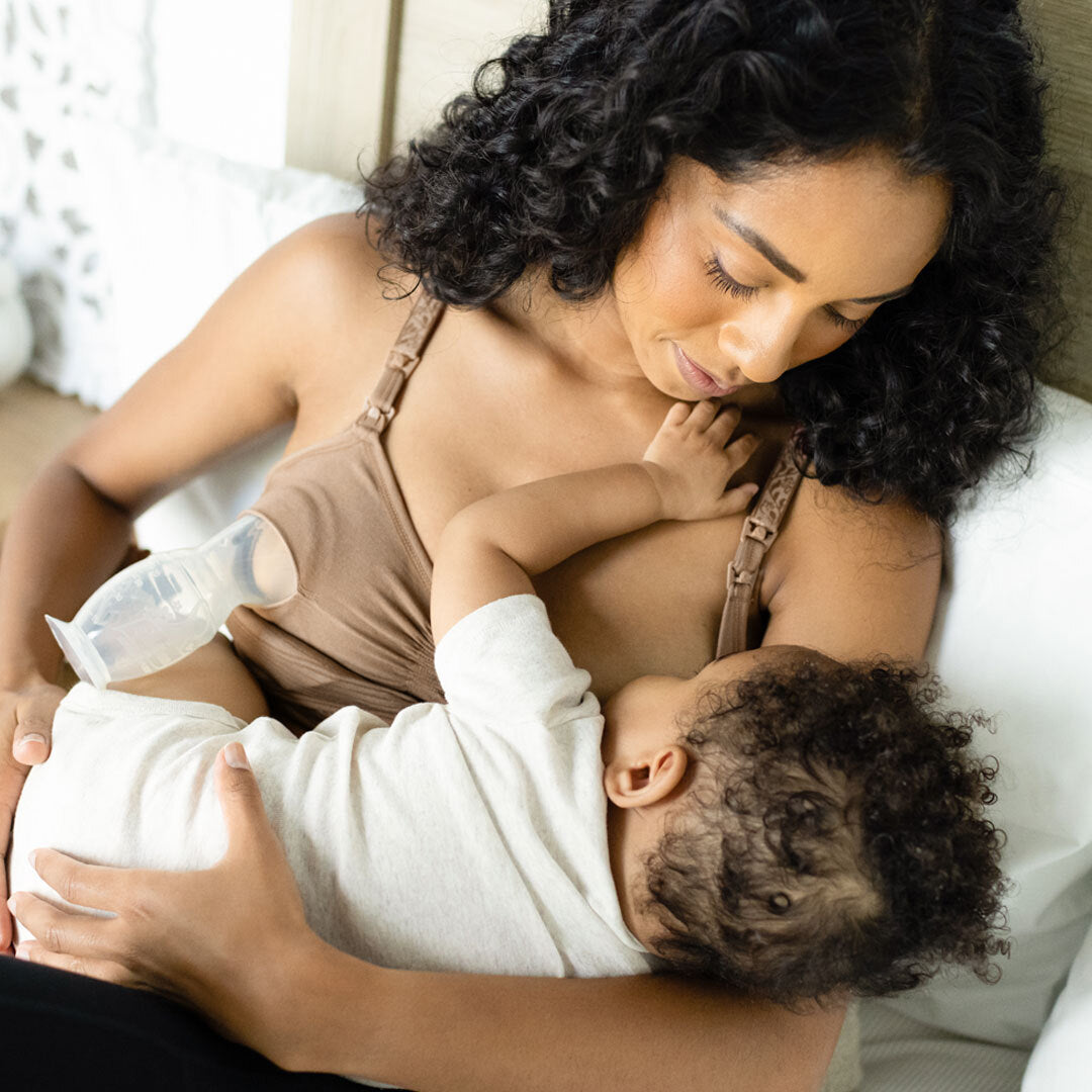 Sublime® Hands-Free Pumping & Nursing Bra | Latte - HoneyBug