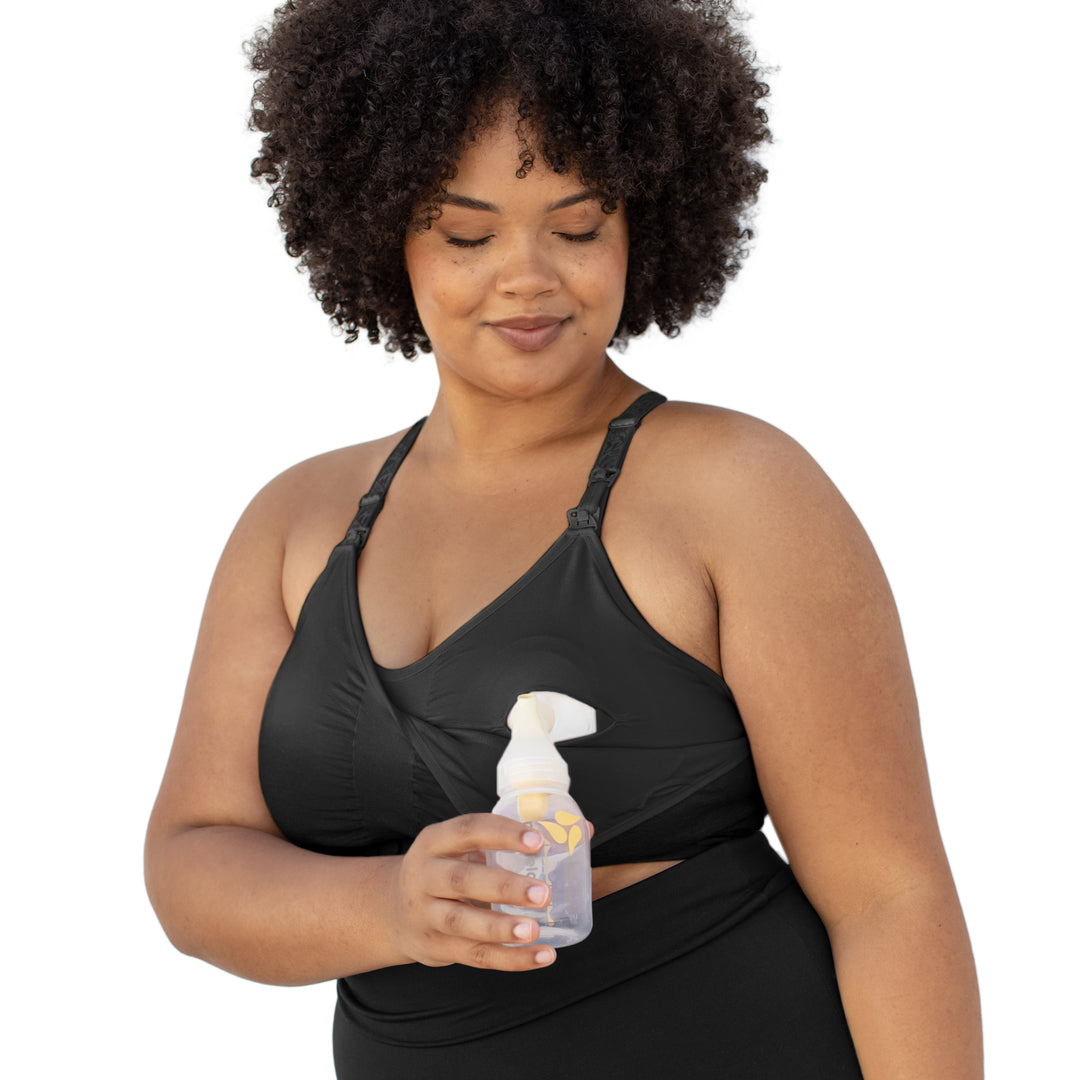 Sublime® Hands-Free Pumping & Nursing Sports Bra | Black - HoneyBug