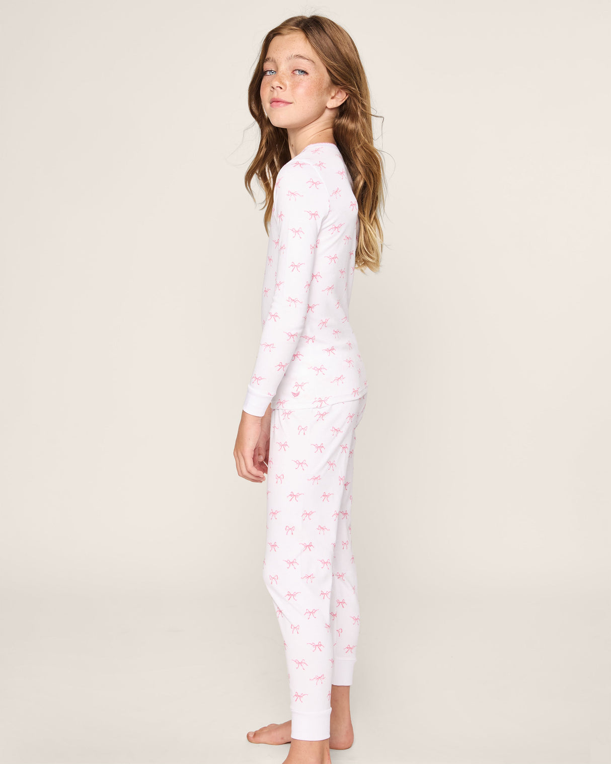 Kid's Pima Snug Fit Pajama Set in Blushing Bows