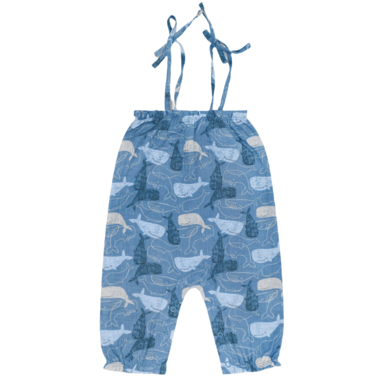 Muslin Tie Shoulder Jumpsuit - Whale Tales - HoneyBug