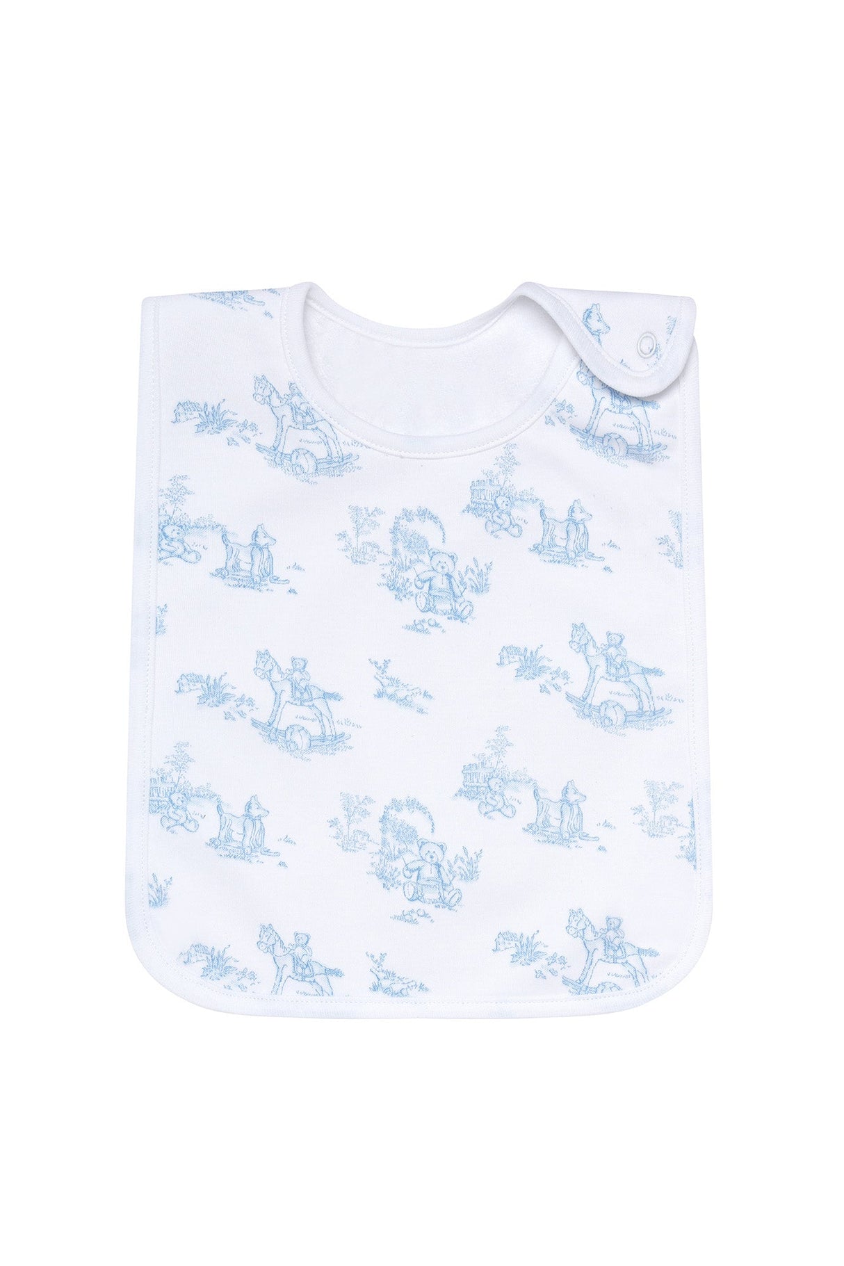 Blue Toile Baby Feeding Bib - HoneyBug