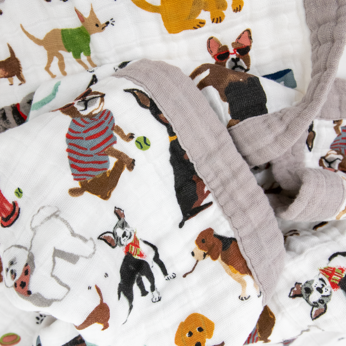 Cotton Muslin Quilted Throw - Woof - HoneyBug