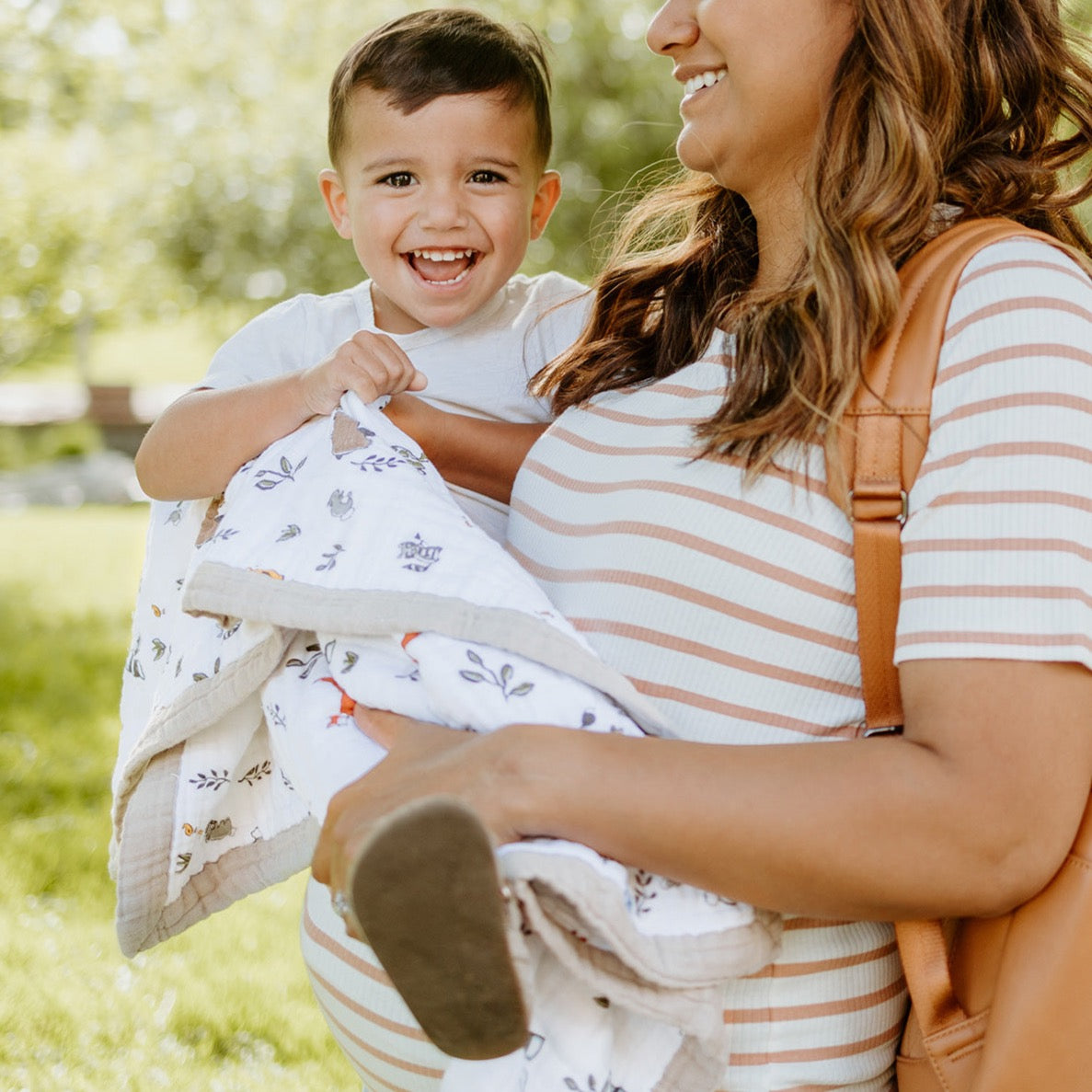 Cotton Muslin Baby Quilt - Forest Friends - HoneyBug