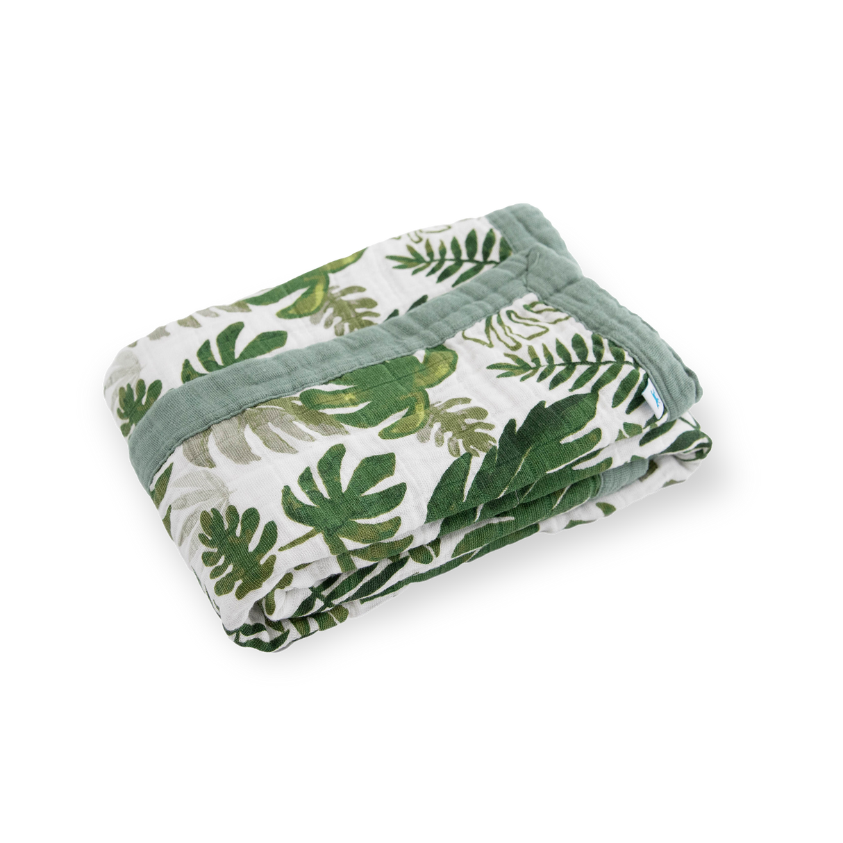 Cotton Muslin Baby Quilt - Tropical Leaf - HoneyBug