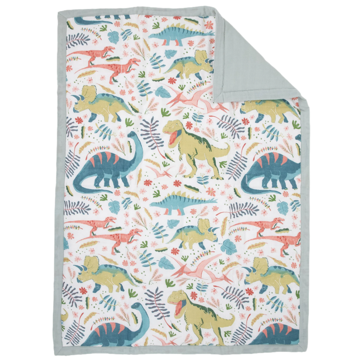 Cotton Muslin Toddler Comforter - Boho Dino - HoneyBug