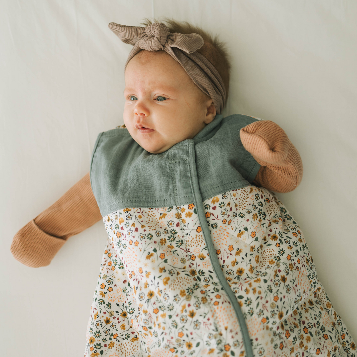 Cotton Muslin Quilted Sleep Bag - Pressed Petals - HoneyBug