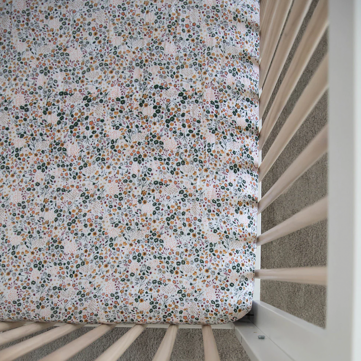 Cotton Muslin Crib Sheet - Pressed Petals - HoneyBug