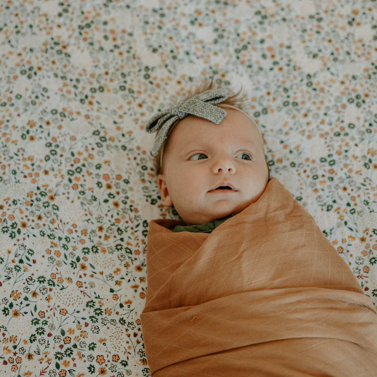 Cotton Muslin Crib Sheet - Pressed Petals - HoneyBug