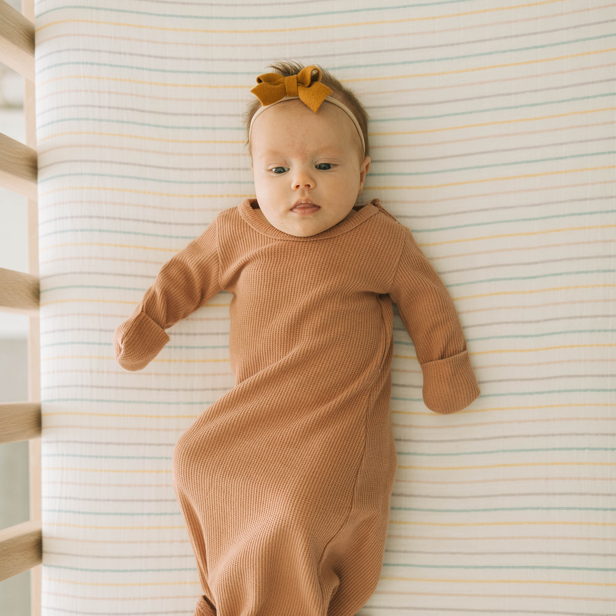Cotton Muslin Crib Sheet - Unicorn Stripe - HoneyBug