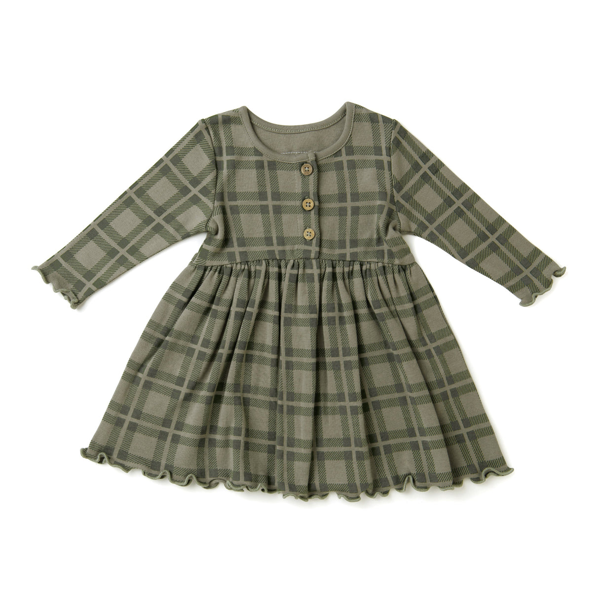 Organic Long Sleeve Twirl Dress - Plaid - HoneyBug