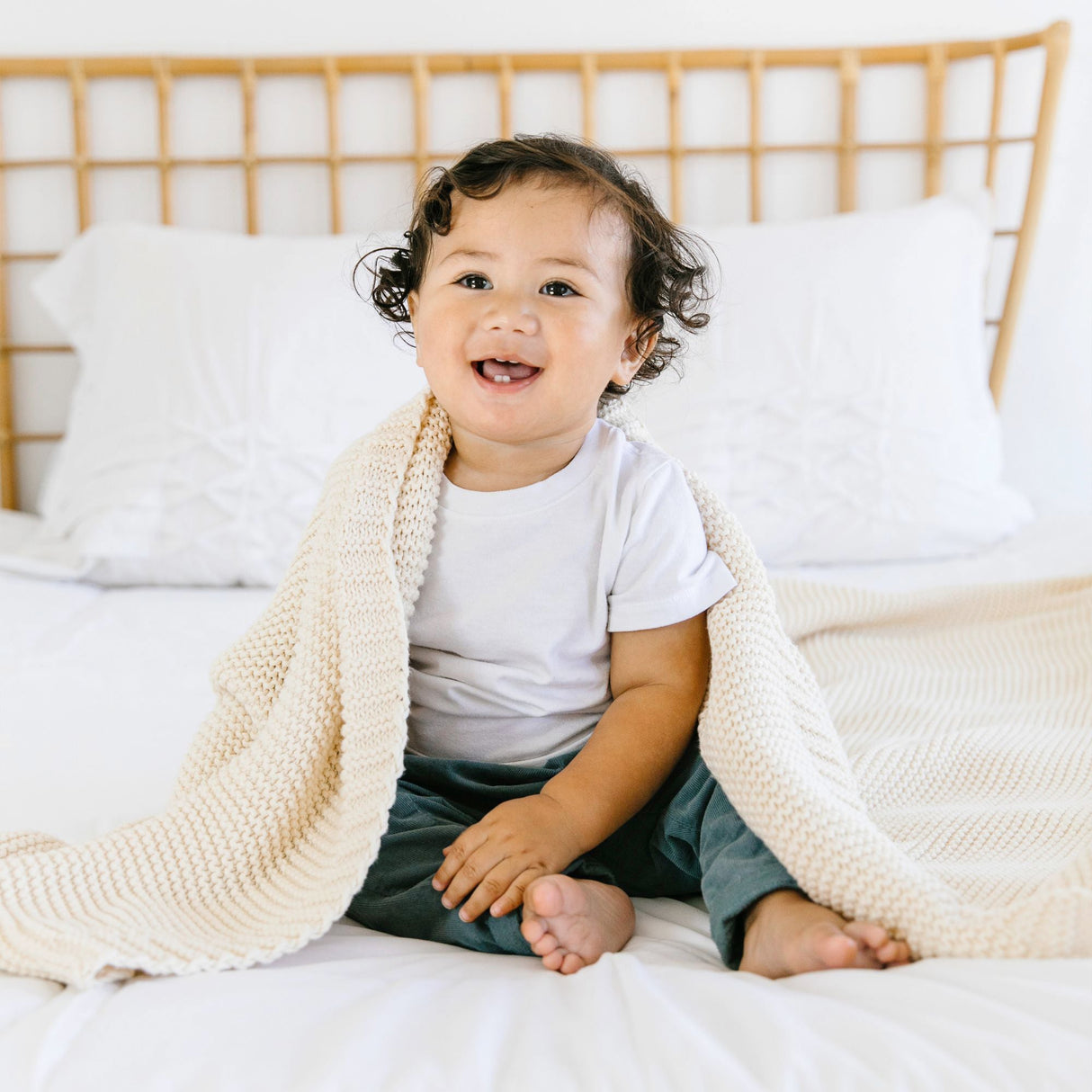 Organic Knit Throw Blanket - Vanilla