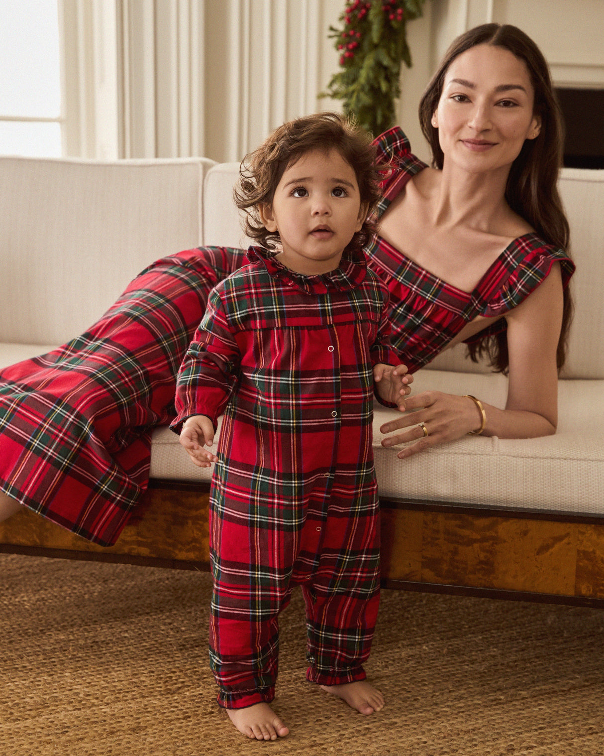 Baby's Brushed Twill Madeline Romper in Imperial Tartan - HoneyBug