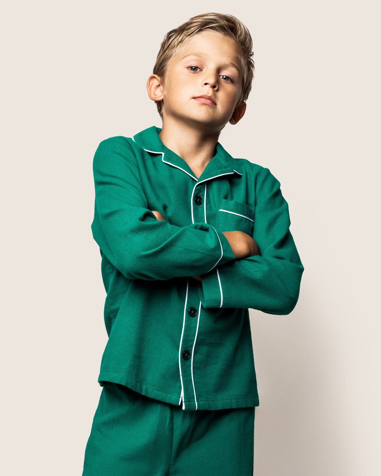 Kid's Flannel Pajama Set in Forest Green - HoneyBug