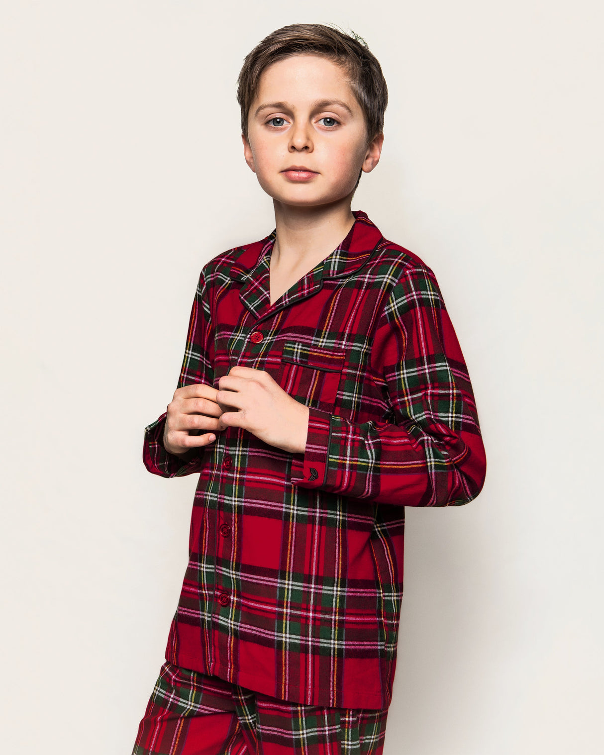 Kid's Brushed Twill Pajama Set in Imperial Tartan - HoneyBug