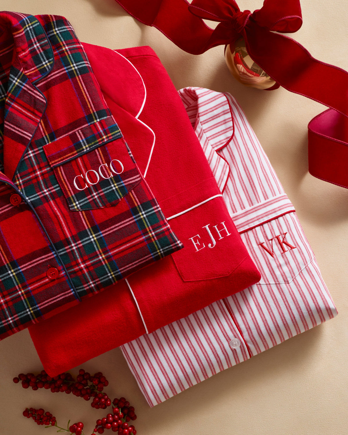 Kid's Brushed Twill Pajama Set in Imperial Tartan - HoneyBug