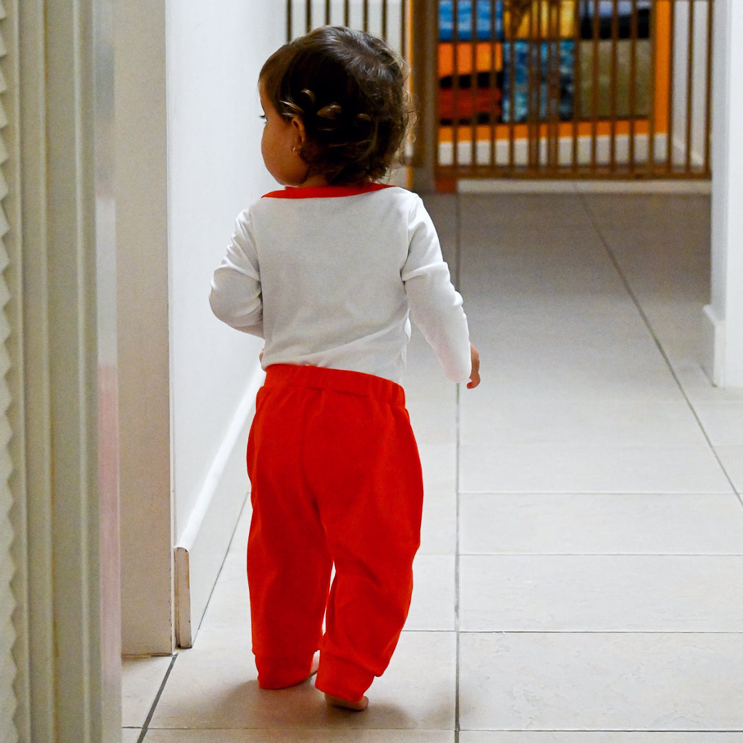 100% Peruvian Pima Cotton Jogger pants in Engine Red - HoneyBug