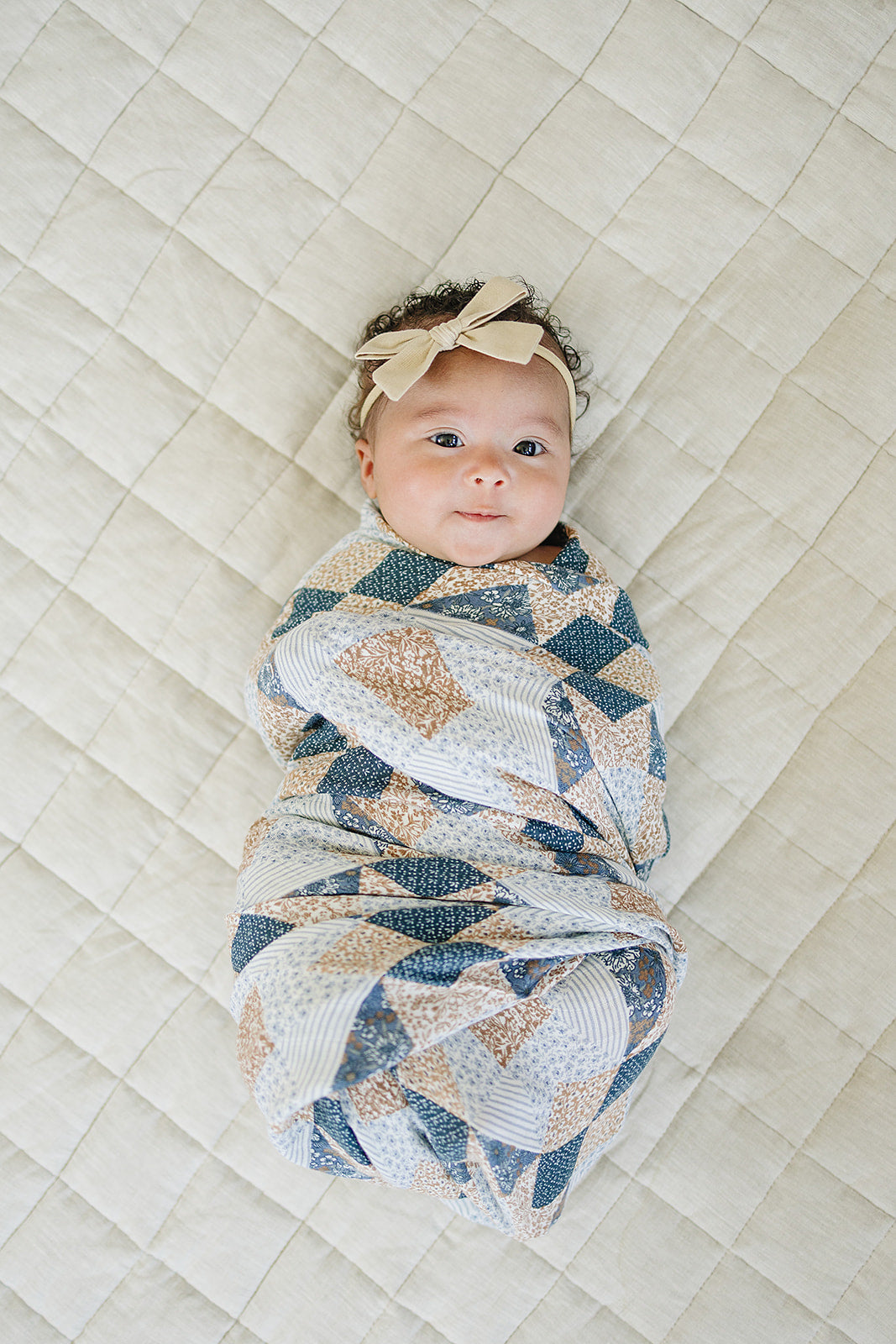 Patchwork Print Muslin Swaddle Blanket - HoneyBug