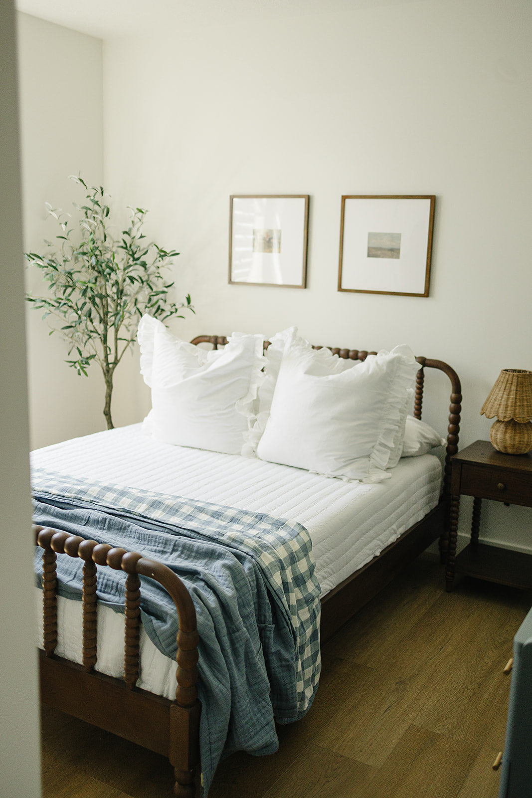 Dusty Blue Gingham Twin Muslin Quilt - HoneyBug