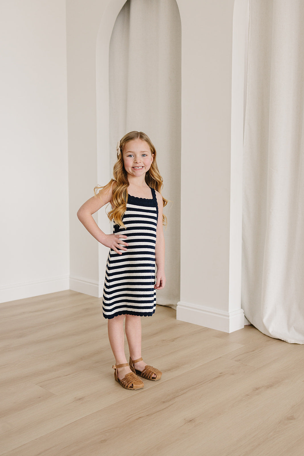 Navy Stripe Knit Tank Dress - HoneyBug