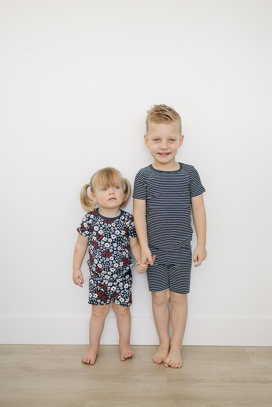 Navy Stripes Ribbed Bamboo Cozy Short Set - HoneyBug