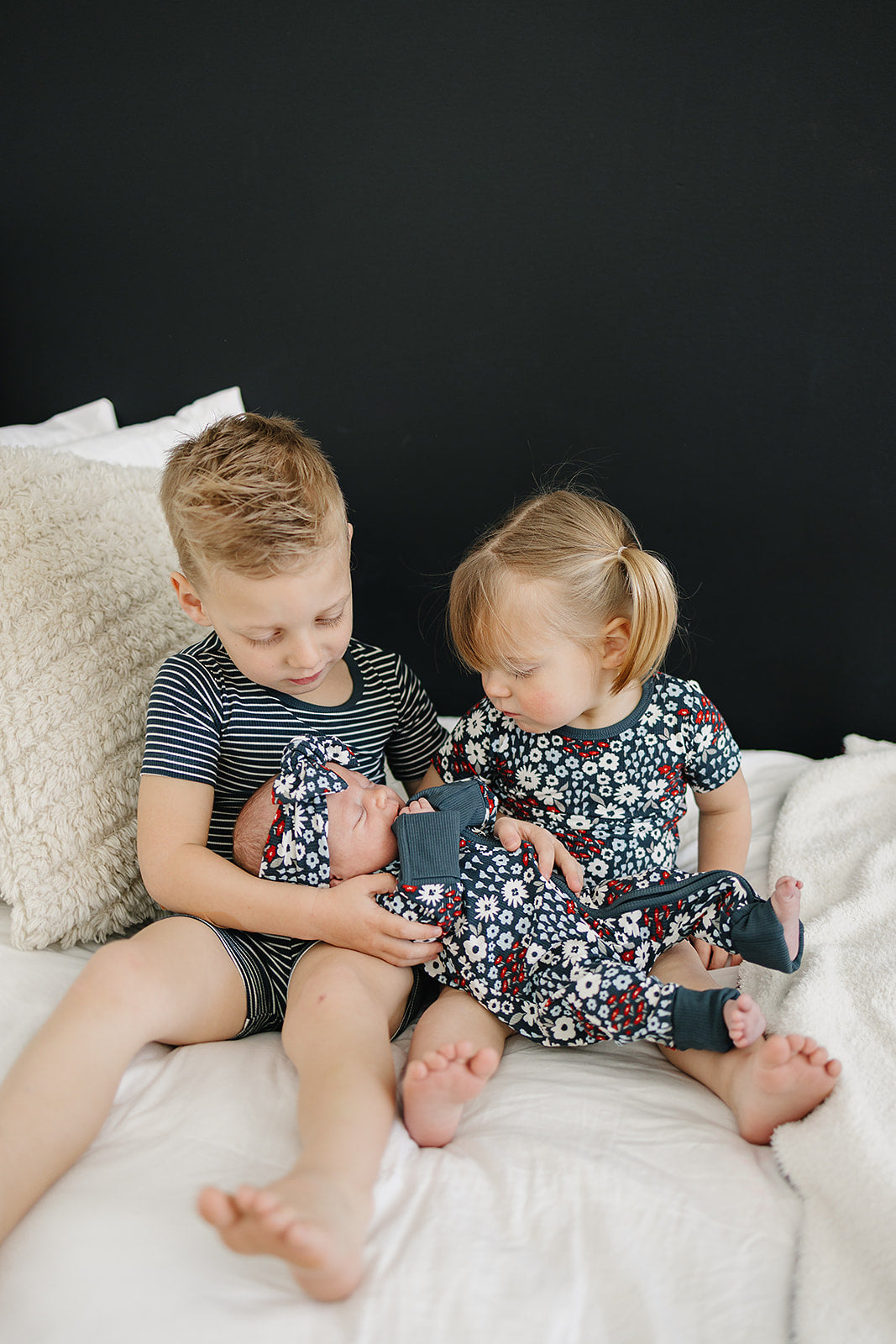Americana Floral Ribbed Bamboo Cozy Short Set - HoneyBug