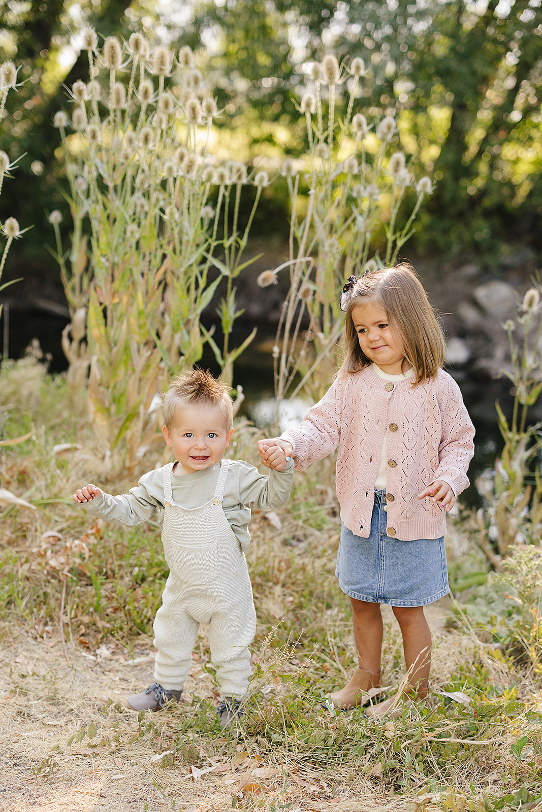 Grey Knit Overalls - HoneyBug