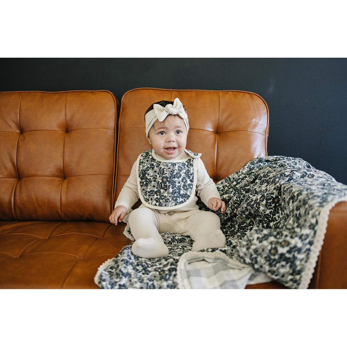 Liberty Floral + Coastal Plaid Lace Muslin Quilt - HoneyBug