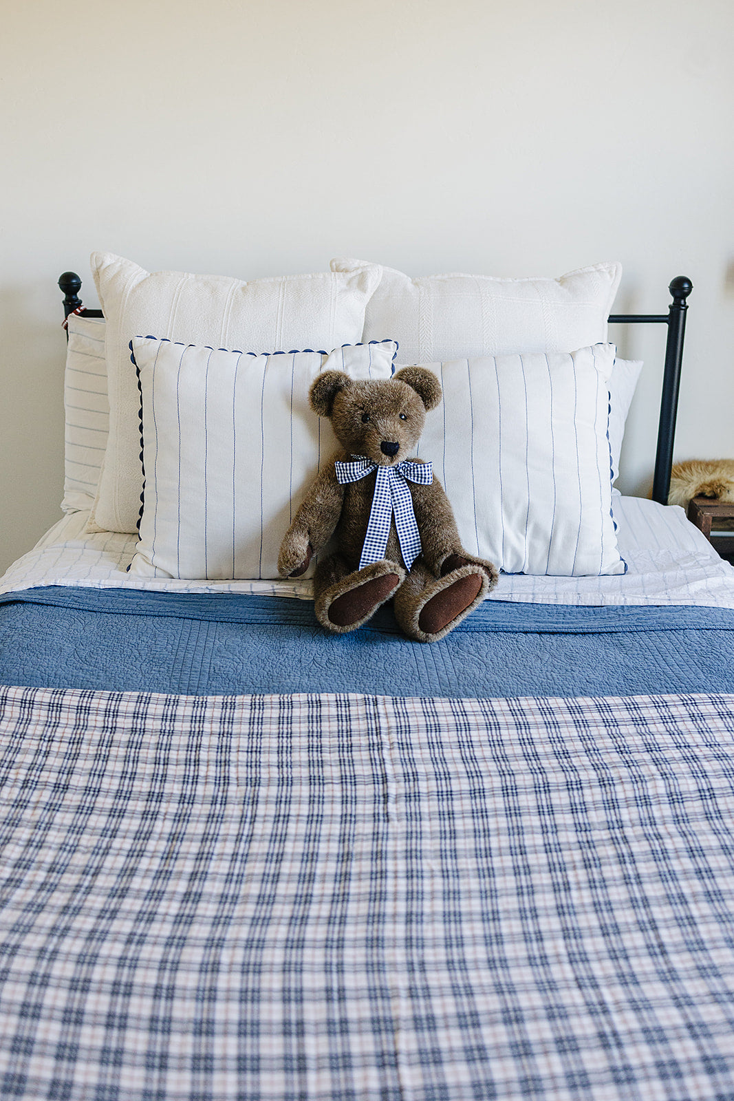 Vintage Plaid + Navy Plaid Twin Muslin Quilt - HoneyBug