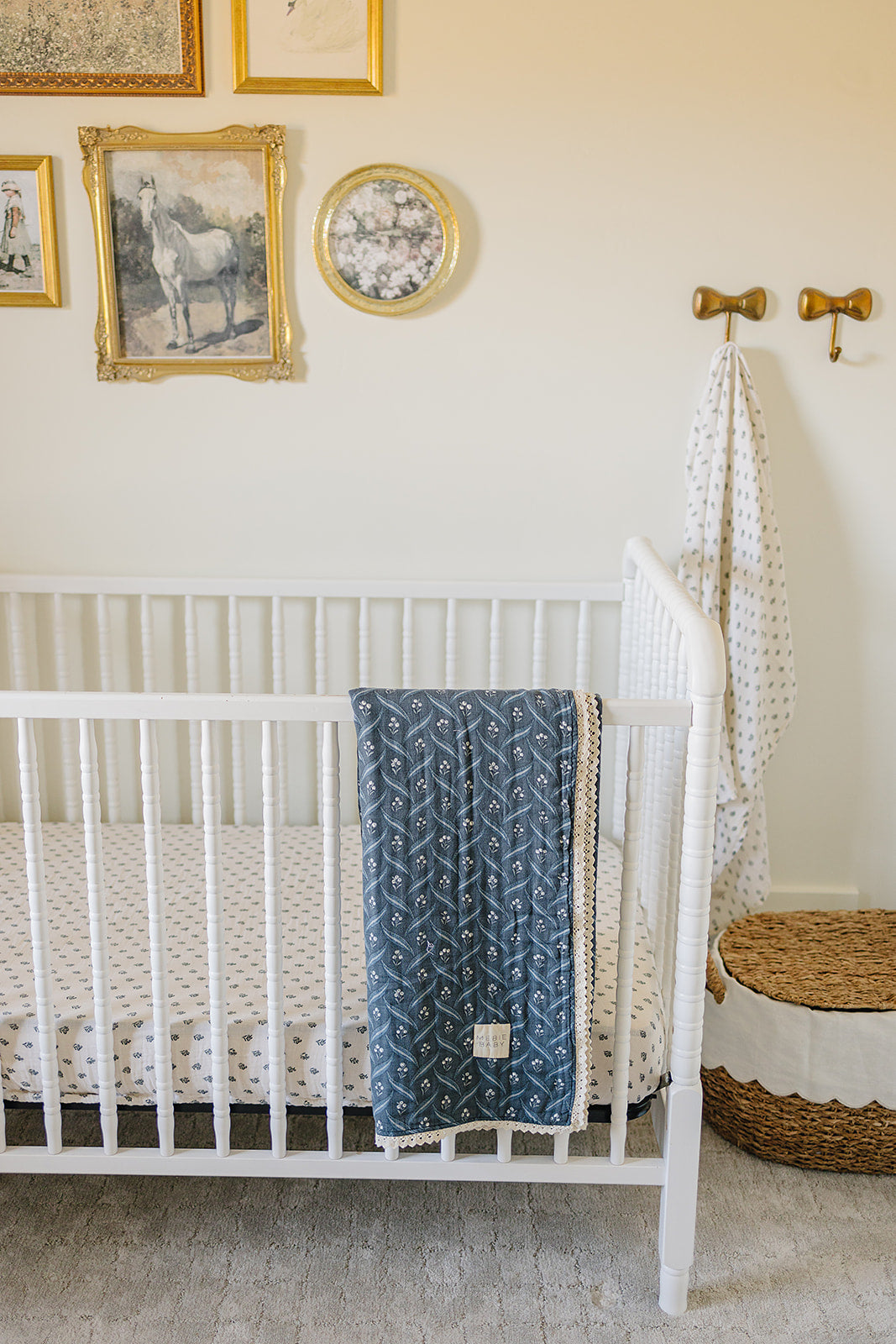 Navy Berry + Cream Berry Lace Muslin Quilt - HoneyBug