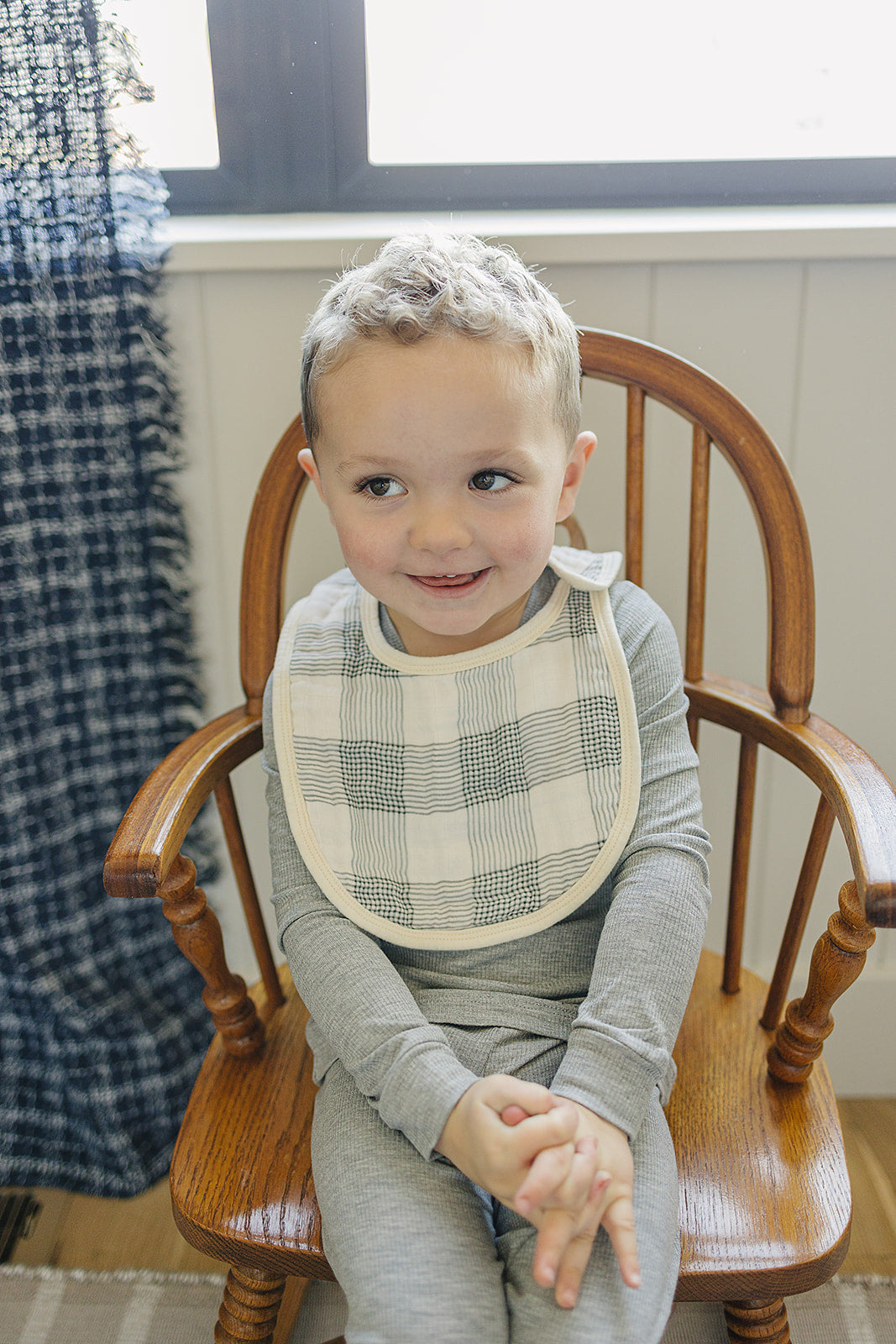 Coastal Plaid Classic Muslin Bib - HoneyBug