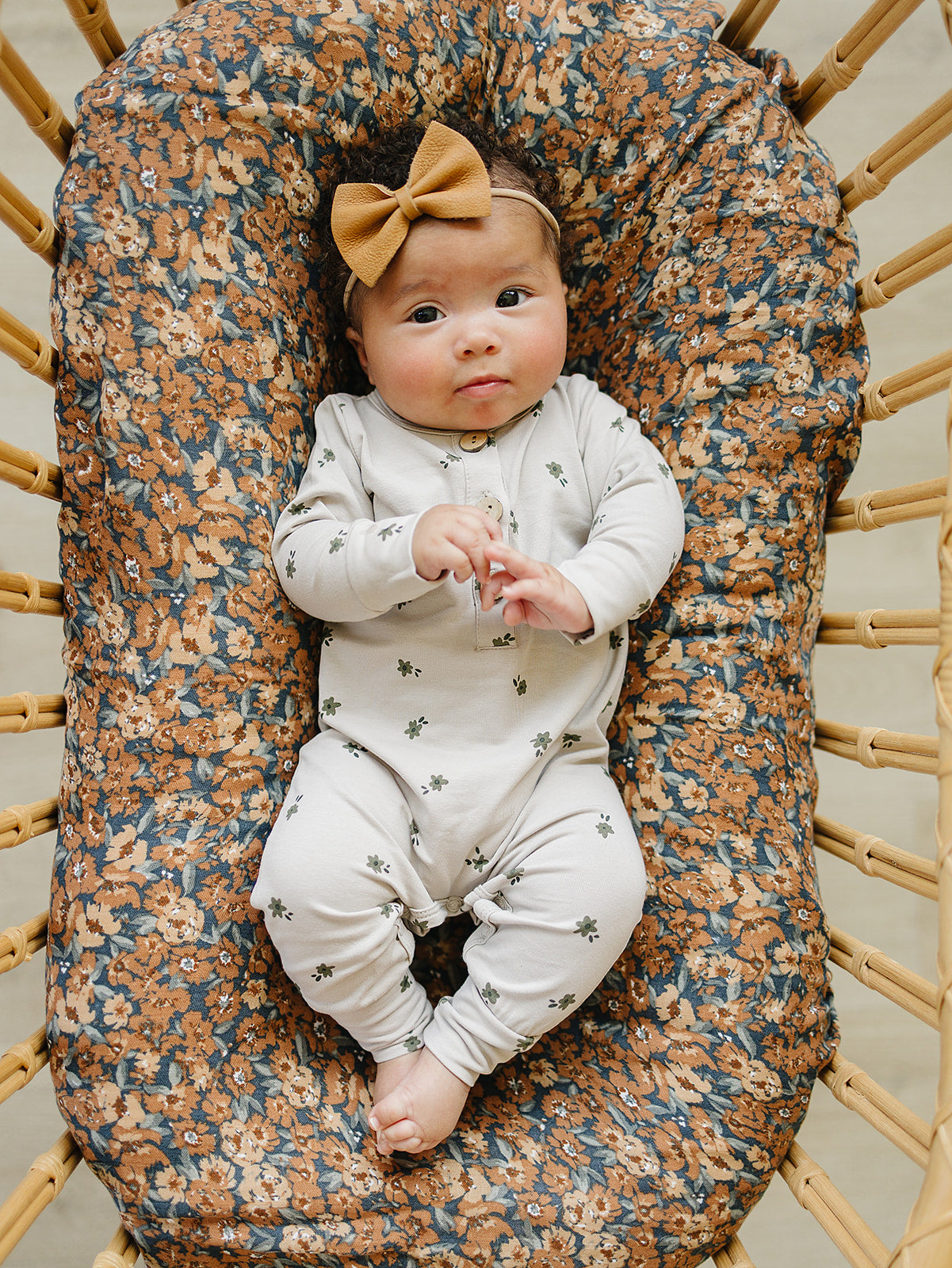 Floral Long Sleeve Button Romper - HoneyBug
