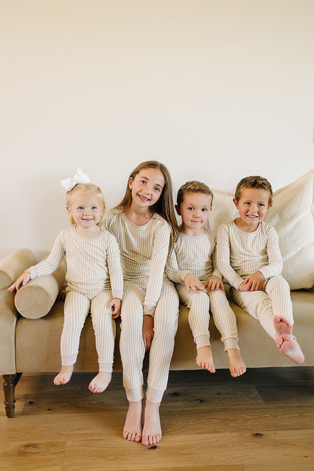 Taupe Stripe Ribbed Bamboo Cozy Set - HoneyBug