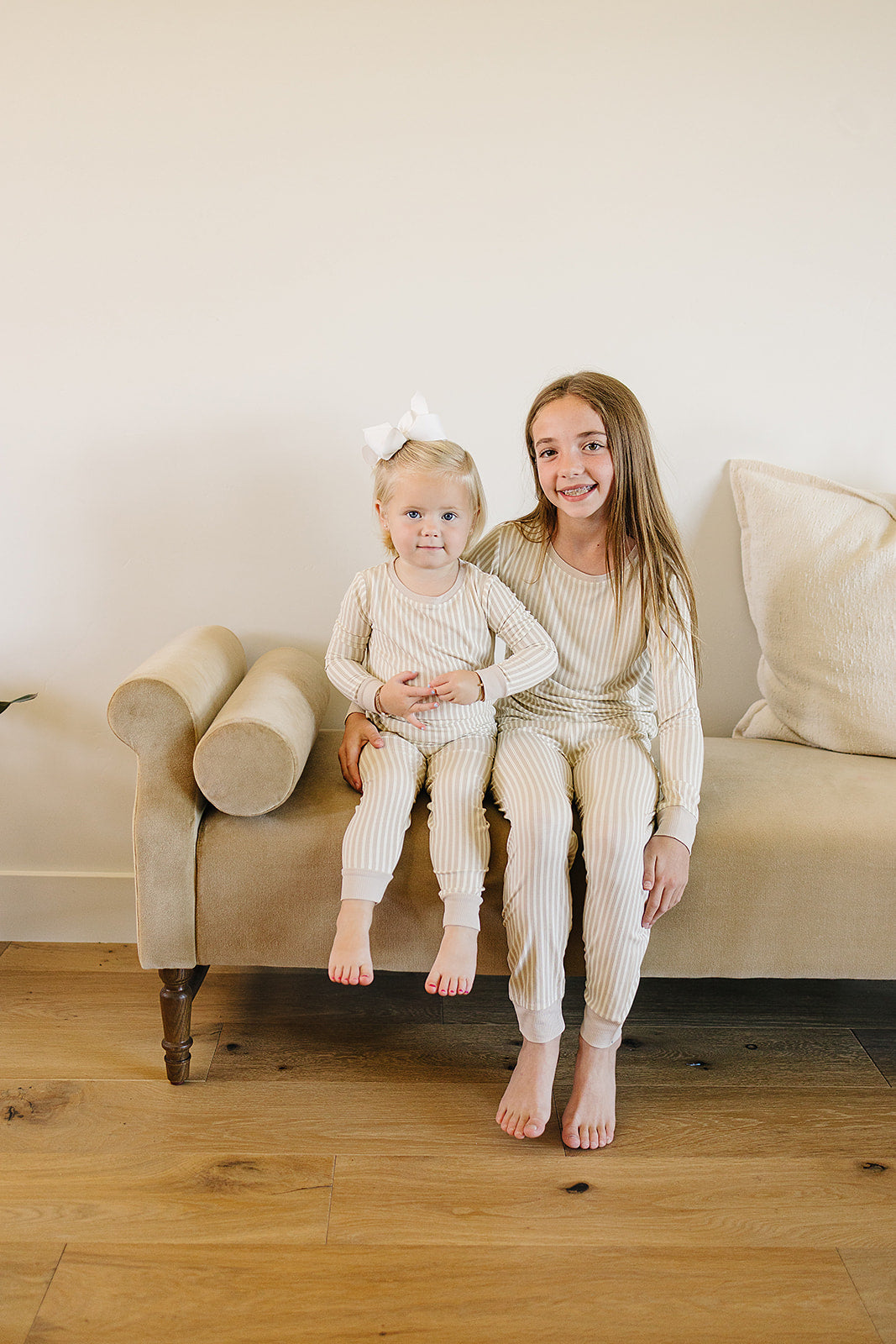 Taupe Stripe Ribbed Bamboo Cozy Set - HoneyBug