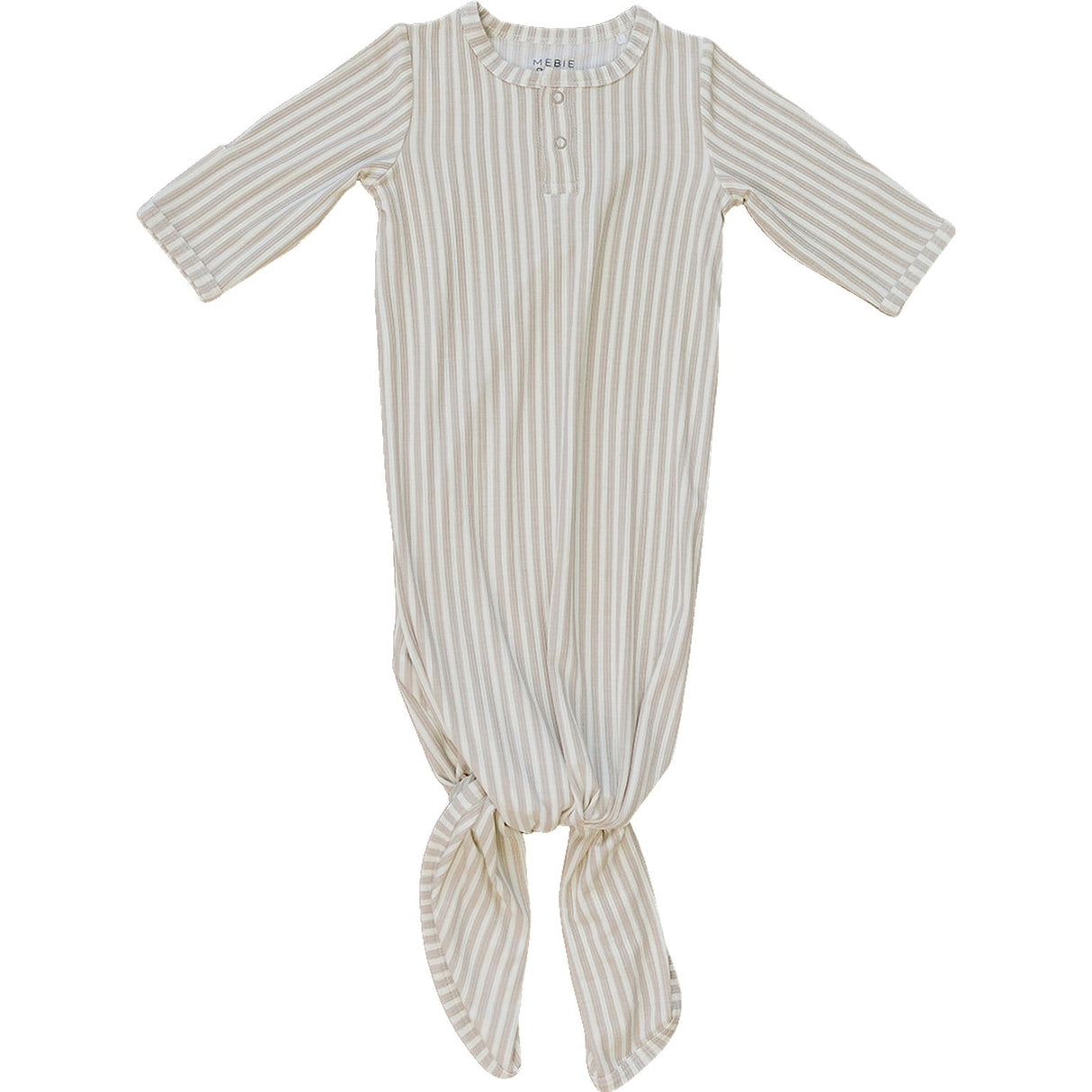 Taupe Stripe Ribbed Bamboo Knot Gown - HoneyBug