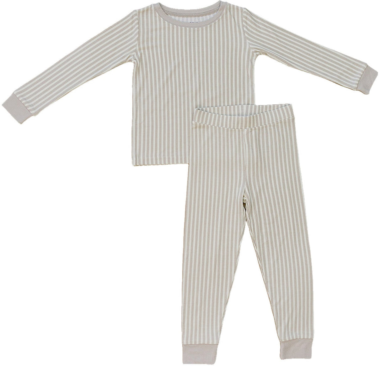 Taupe Stripe Ribbed Bamboo Cozy Set - HoneyBug