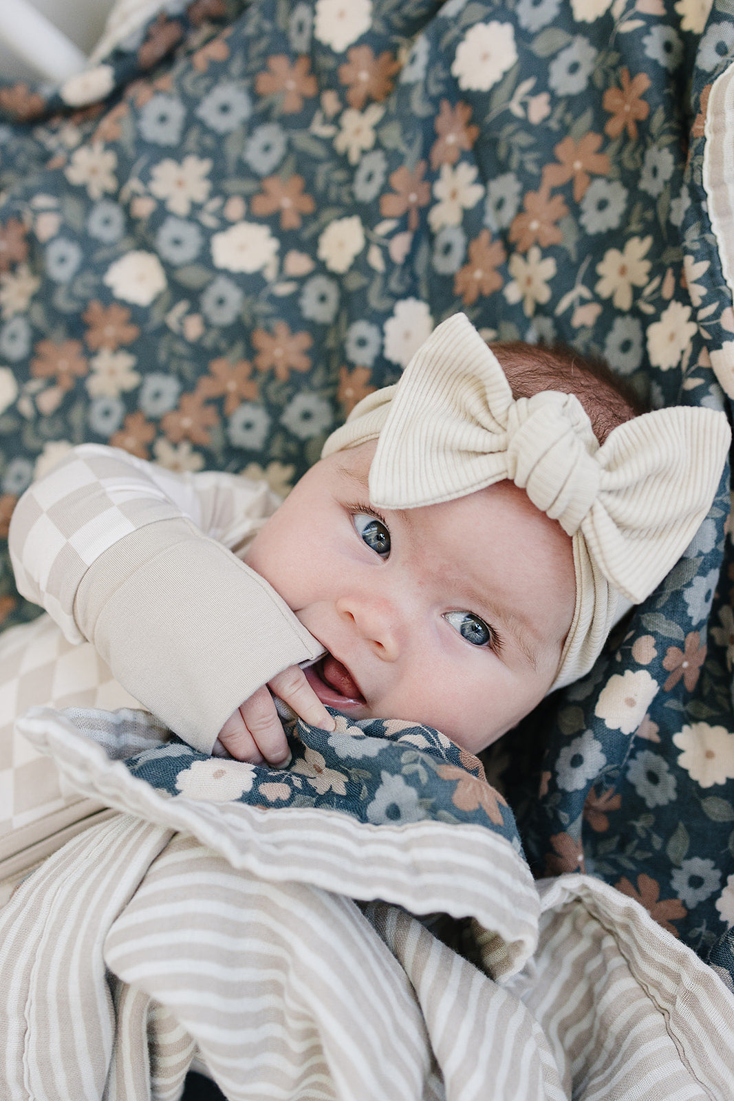Taupe Checkered Bamboo Zipper - HoneyBug