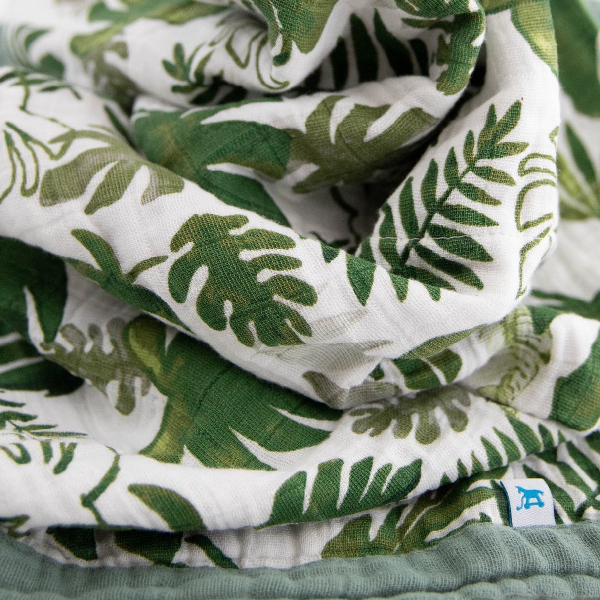 Cotton Muslin Baby Quilt - Tropical Leaf - HoneyBug
